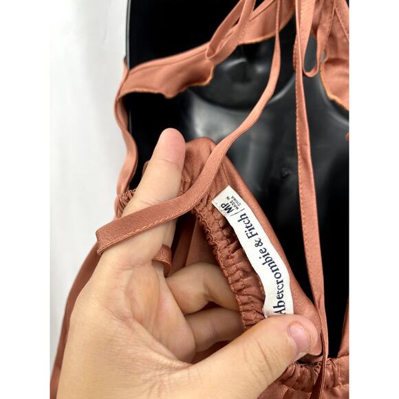 Abercrombie & Fitch Rust Satin Backless Mini Dress - Picture 3 of 4